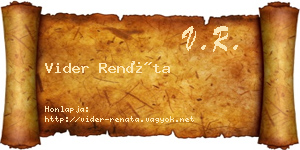 Vider Renáta névjegykártya